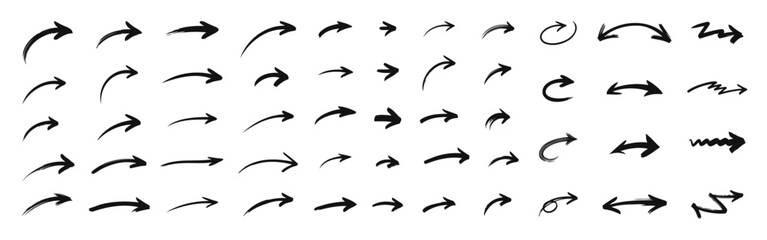 Arrow set. Collection of hand drawn grunge arrows.