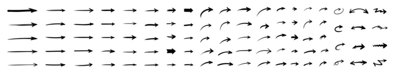 Arrow set. Collection of hand drawn grunge arrows.