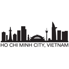 Obraz premium Ho Chi Minh City skyline horizontal banner. Ho Chi Minh City, Vietnam. Vector template for your design. Vector black silhouette. with white background