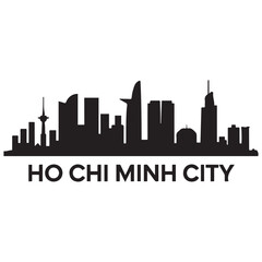 Naklejka premium Ho Chi Minh City skyline horizontal banner. Ho Chi Minh City, Vietnam. Vector template for your design. Vector black silhouette. with white background