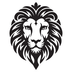 Obraz premium Lion head vector illustration, a powerful wild animal tattoo design
