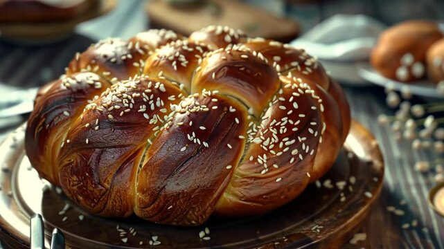 Freshly baked bread on plate