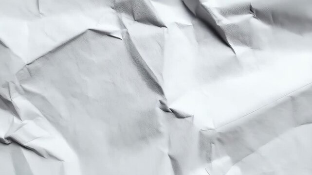 Abstract texture of white crumpled paper surface, minimalist background with creases and folds, clean sheet detail for designs and creative concepts