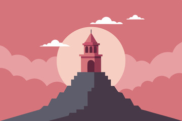 vector illustration of castle on the hill