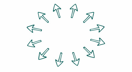 Pencil arrow doodles set - hand drawn swirls, curved lines, chaotic pointers. Chalk sketches, artistic design elements pack. Grunge style marker scribbles, crayon strokes outline drawings