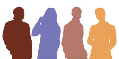 Silhouettes of people in vector, flat style.