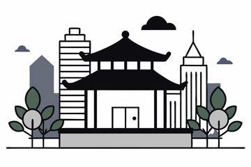 Naklejka premium vector illustration of a house with flowers