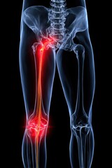 Full Lower Body X-ray Sciatic Nerve Pain Path Highlighted Red