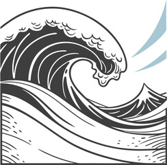 Abstract black and white wave pattern vector illustration for modern nature and floral art decoration