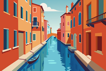 Fototapeta premium Colorful Burano island architecture on the canal waters of Venice, Italy