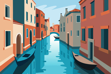 Fototapeta premium Colorful architecture lines the narrow canals of Burano Island, Venice, Italy, offering a romantic view for European travelers