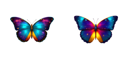 Colorful butterflies flying in nature vibrant. Isolated png set