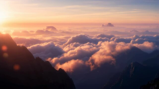 Timelapse of Sunrise Over Mountains and Clouds