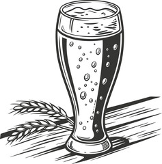 Elegant vector illustration of a beer glass, a radiant object of design with light playing on its empty surface