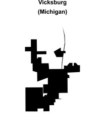 Fototapeta premium Vicksburg (Michigan) blank outline map