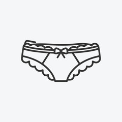 Lace trimmed womens underwear line art icon