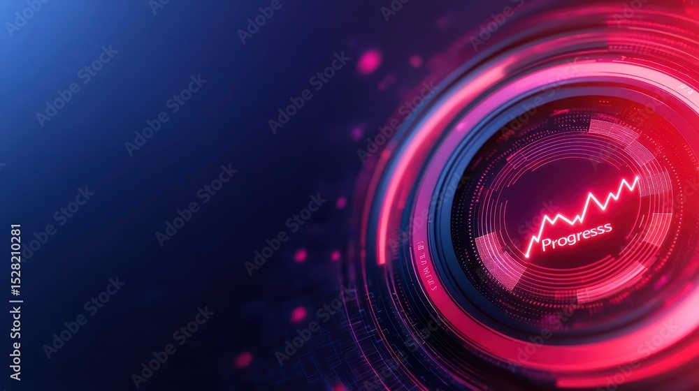 Poster abstract digital background with progress indicator and glowing elements for technology and innovati