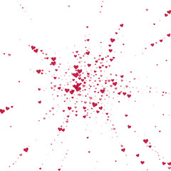 Red hearts scattered on white background.