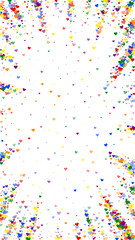 Rainbow colored scattered hearts. LGBT valentine