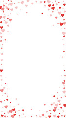 Red hearts scattered on white background.