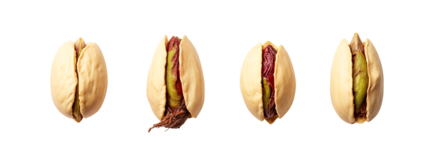 A set of four pistachios