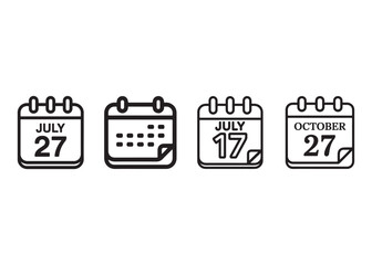 Three calendar icons displaying different dates: July 27th, July 17th, and October 27th.