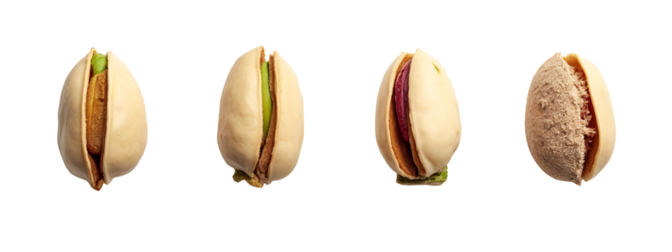 A set of four pistachios