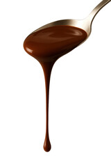 Liquid Chocolate Drip from Spoon Isolated PNG