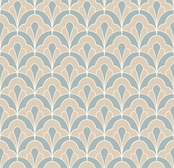 Abstract seamless pattern with art deco floral element. Geometric vector background.