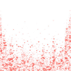 Red hearts scattered on white background.