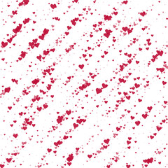 Red hearts scattered on white background.