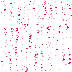 Red hearts scattered on white background.