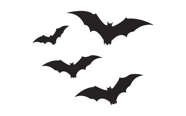 Silhouette Bats Flying Night Halloween Spooky Dark Vector Illustration Graphic Design Black Bats Scary Creepy Gothic Flying Bats Mystical Supernatural Bats Illustration art icon evil wings image      