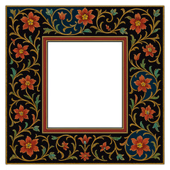 iranian islamic geometric frame with tazhib eslimi floral motifs