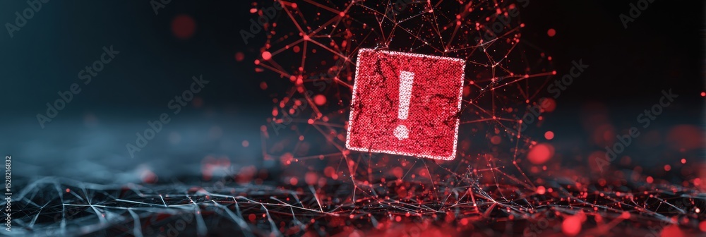 Poster Cracked Error Icon Hovering Above Dark Abstract Texture With Clean Upper Zone