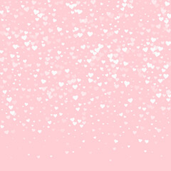 White hearts scattered on pink background.