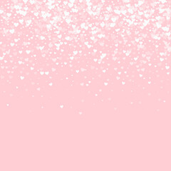 White hearts scattered on pink background.
