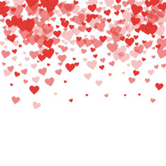 Red hearts scattered on white background.