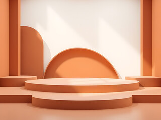 Elegant mockup stage with abstract curves and solid color blocks. 