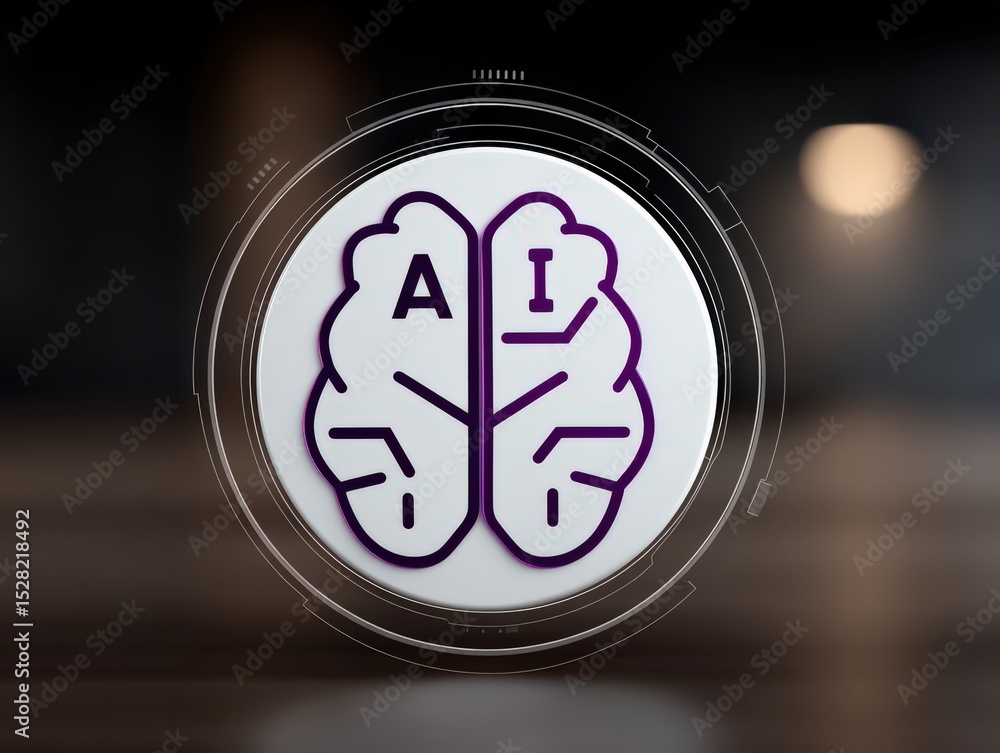 Aufkleber conceptual representation of artificial intelligence symbolized by a brain illustration with intrica