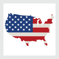 Map of USA in bold red, white, and blue for 4th of July. Great for Independence Day events, printable posters, and graphic design use.