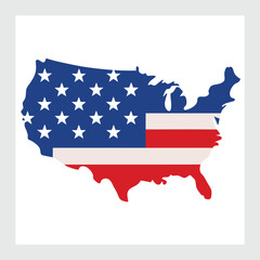 Detailed American map with stars, stripes, and celebration elements. Perfect for 4th of July graphics and US-themed promotional material.