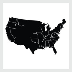 Grunge-style USA map with patriotic flag effect. Use for Independence Day backgrounds, flyers, or national holiday design content.

