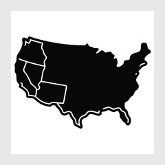 USA map vector in patriotic red, white, and blue colors with flag elements. Ideal for 4th of July Independence Day designs, flyers, and celebration graphics.