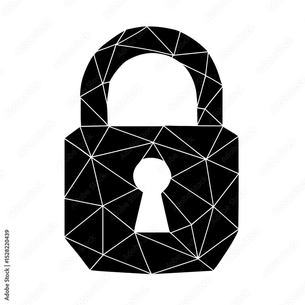 Poster a geometric padlock symbolizes digital security and data protection in the modern age. the image fea