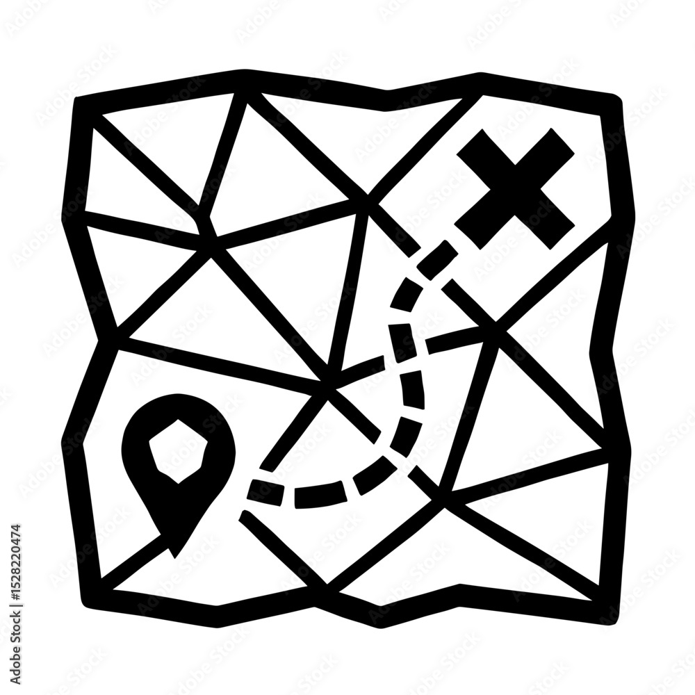 Poster a detailed overhead view of an adventure map, navigating the roads of exploration and new experience