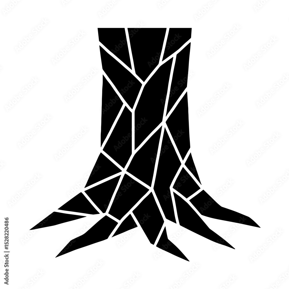Poster an abstract, modern and geometric tree trunk. a design element symbolizing strength, stability, and 