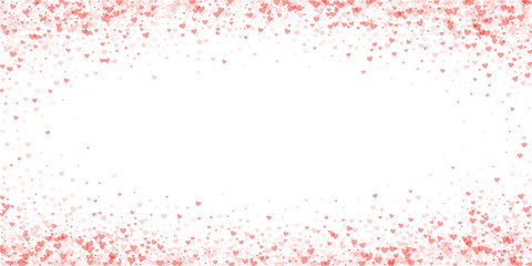 Fototapeta premium Red hearts scattered on white background.