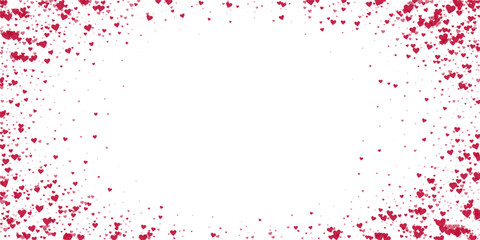 Red hearts scattered on white background.
