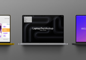 Laptop Mockup – Pro 16 (3 Isolated Objects)